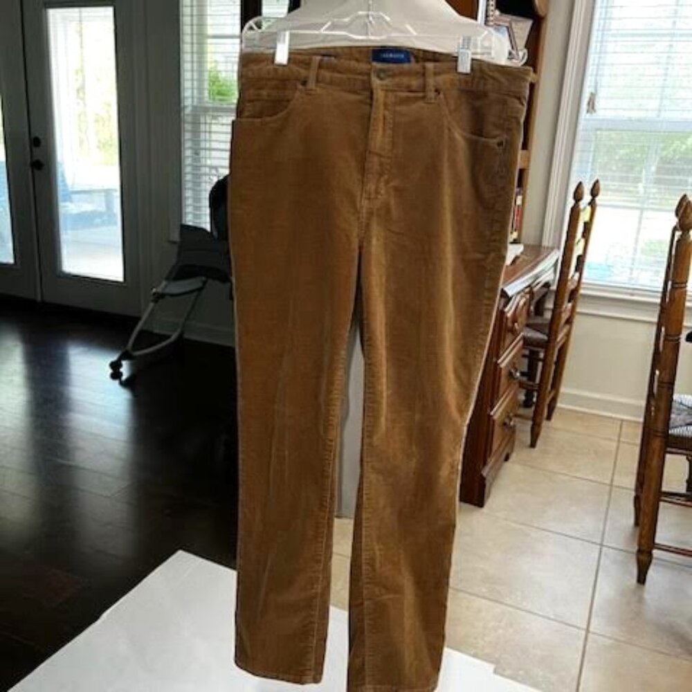Talbots High Rise Straight Leg Corduroy Pants Women's  12P Petite Brown Casual